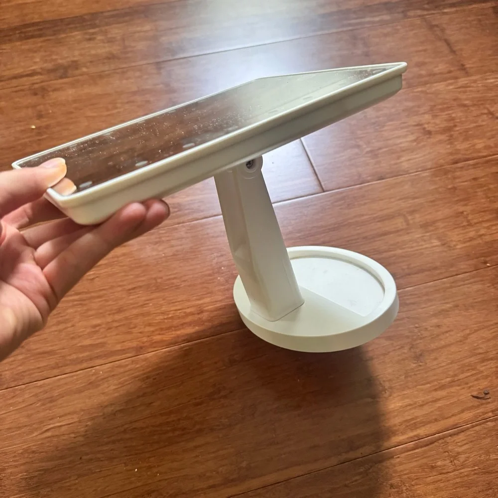 LED Makeup Mirror Tilt Touch Cosmetic Stand Vanity Adjustable Rotate White Light